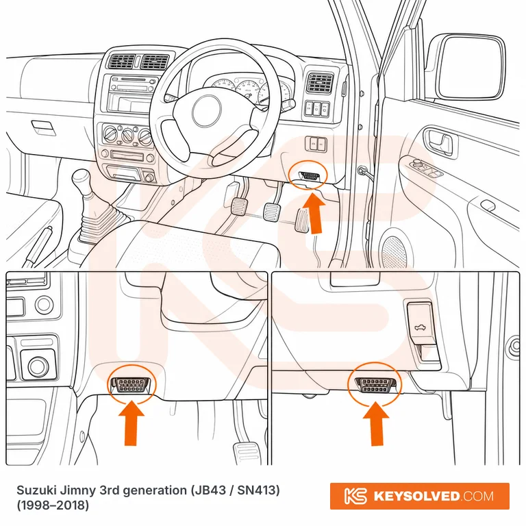 OBD port location in a Suzuki Jimny 3rd generation