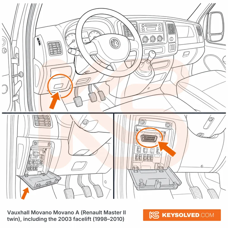 OBD port location in a Vauxhall Movano Movano A