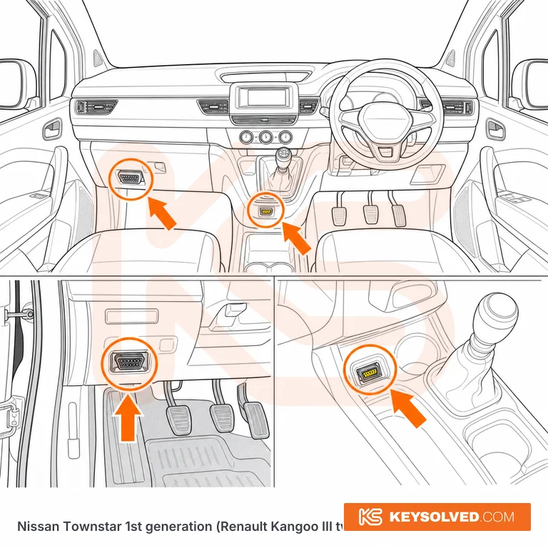 OBD port location in a Nissan Townstar 1st generation