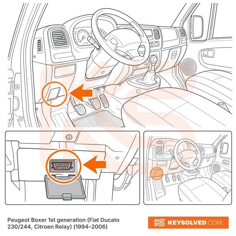 OBD port location in a Peugeot Boxer 1st generation
