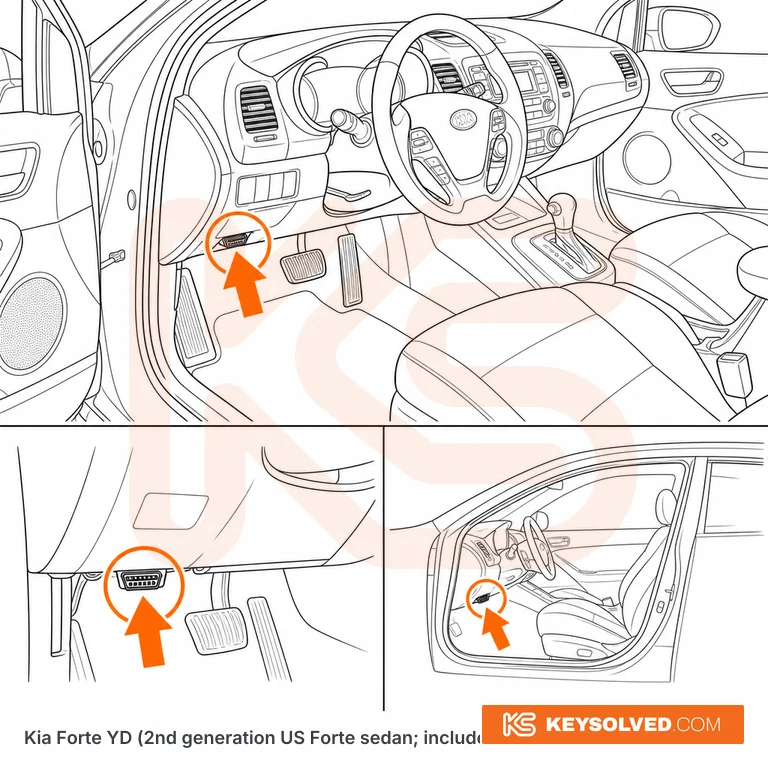 OBD port location in a Kia Forte YD
